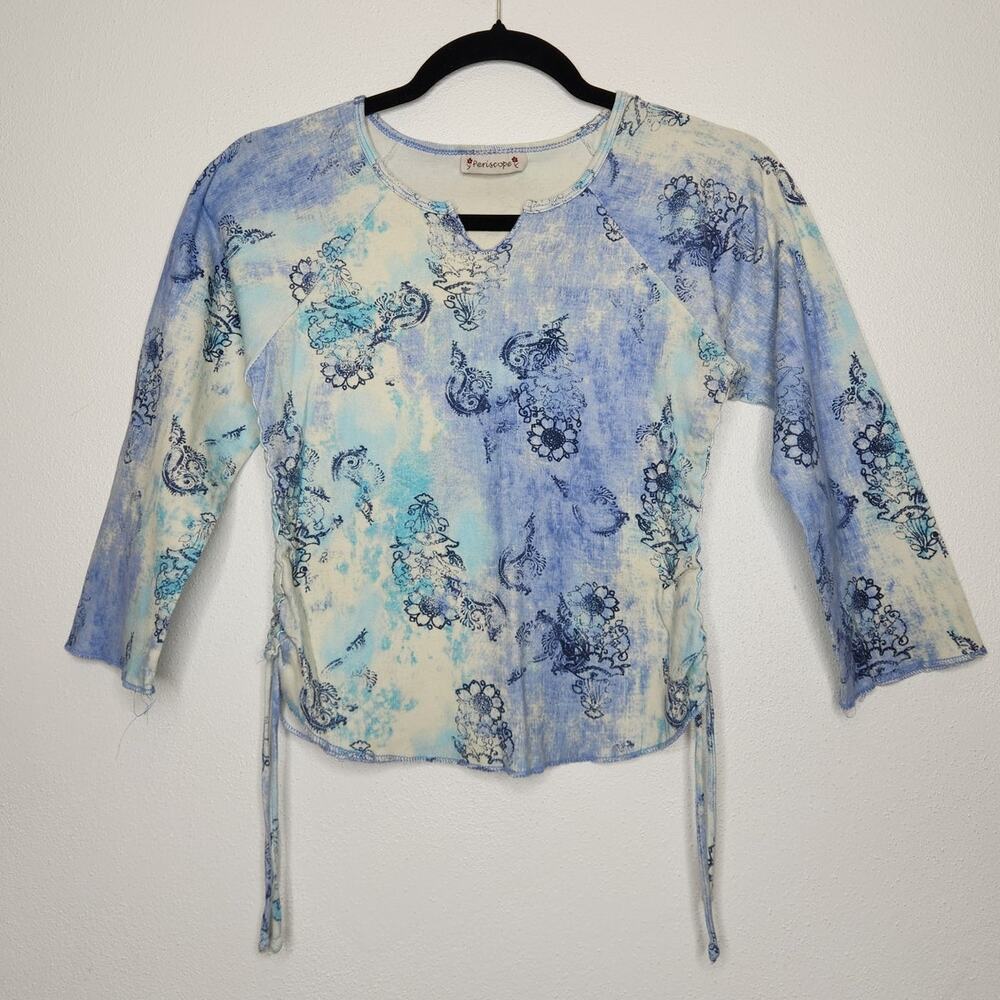 Ariella Blue Tie-Dye Floral Tee